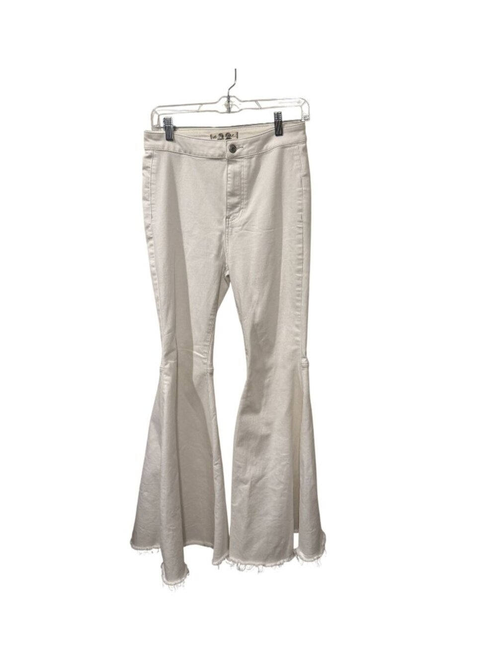 We The Free White High-Rise Flare Jeans With Raw Hem Women’s Size 28 Stylish Den